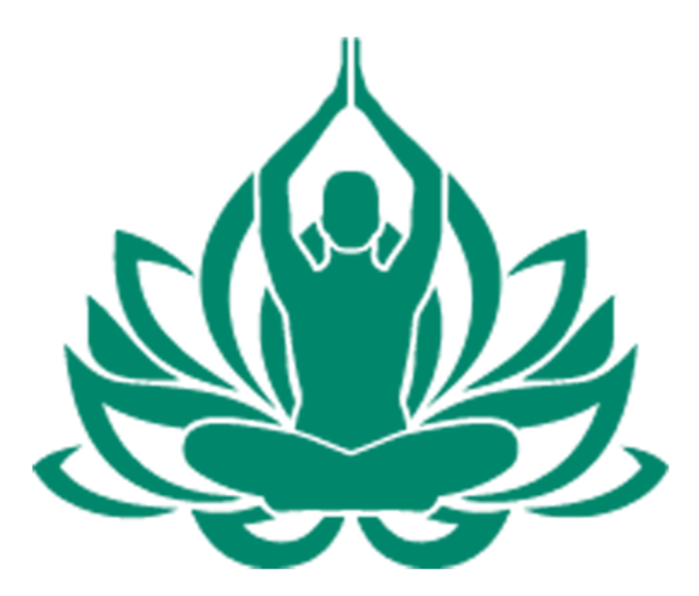 Emblème thaisante : silhouette en lotus entourée de pétales