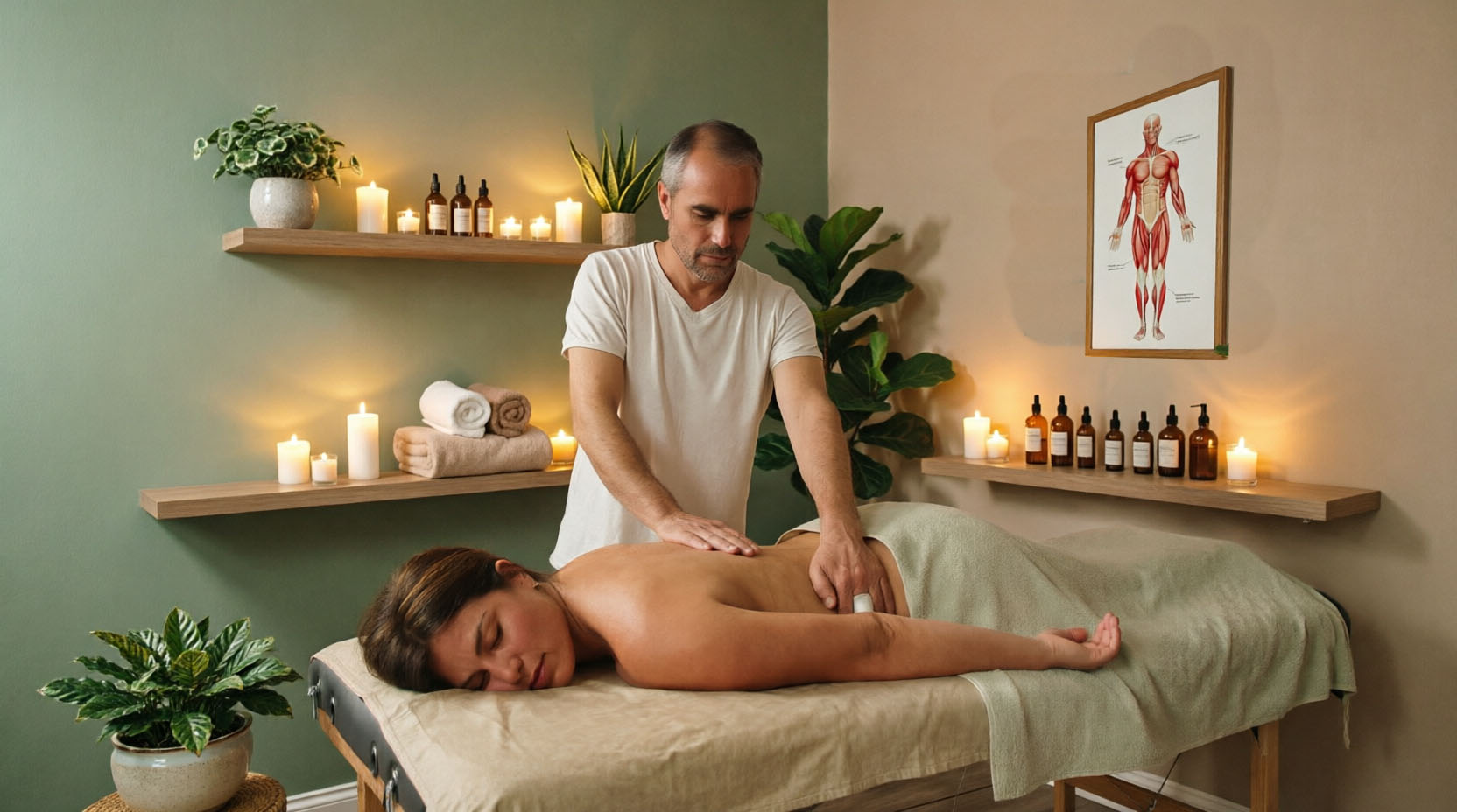 Massage thaï traditionnel chez thaisante : étirement assisté sur tapis